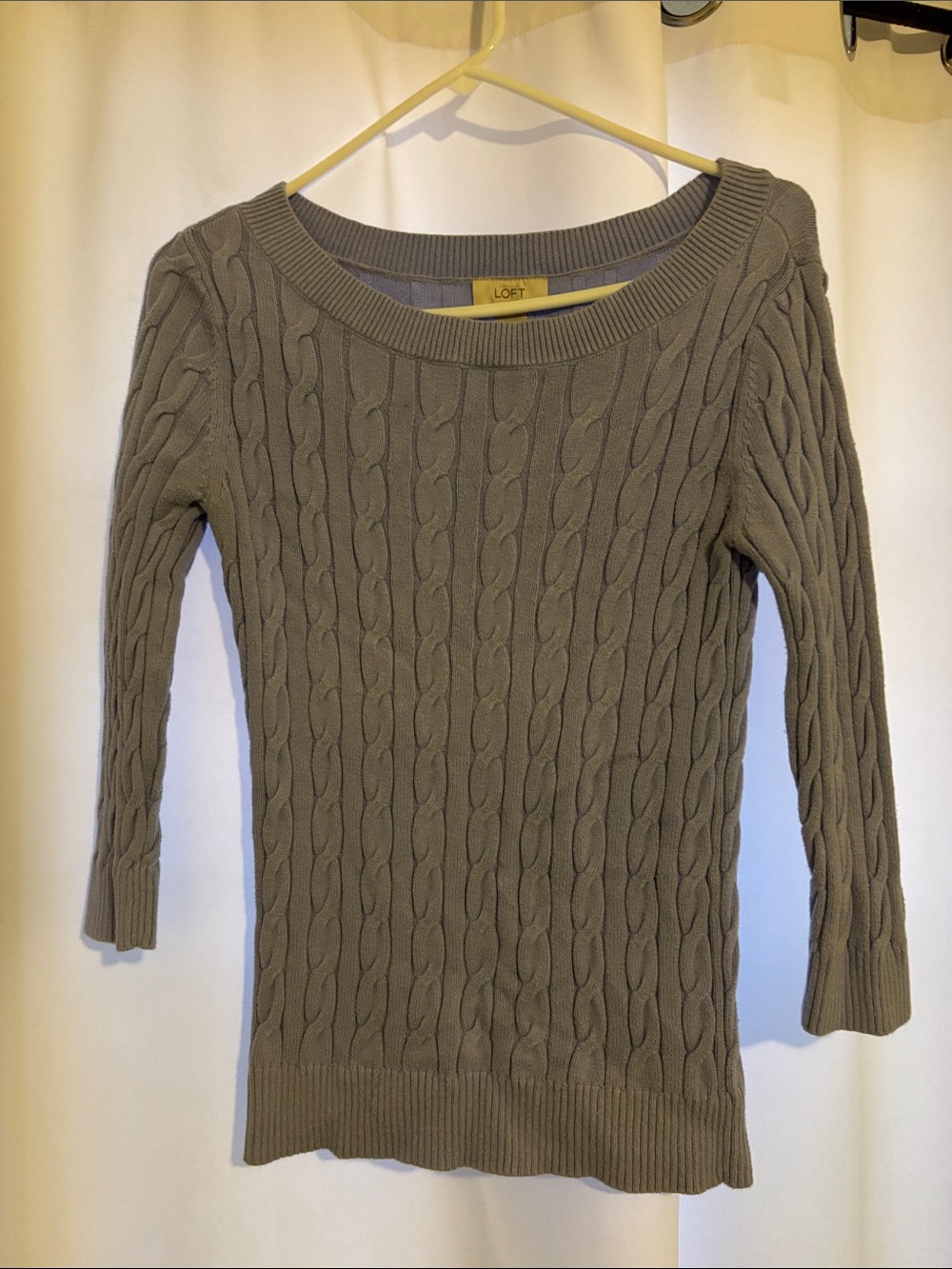 LOFT Cable-Knit Scoop Neck Sweater - lavender